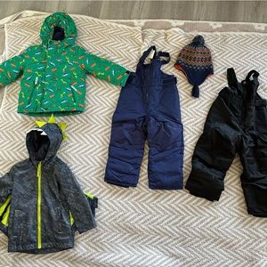 Cat and Jack snow bibs, jackets and beanie